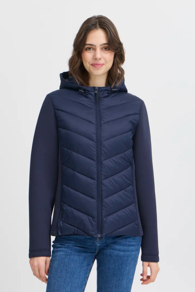 Fransa padding jacket in navy with cosy sleeves