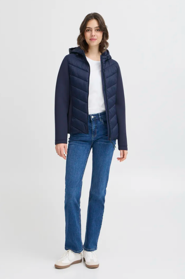 Fransa padding jacket in navy with cosy sleeves