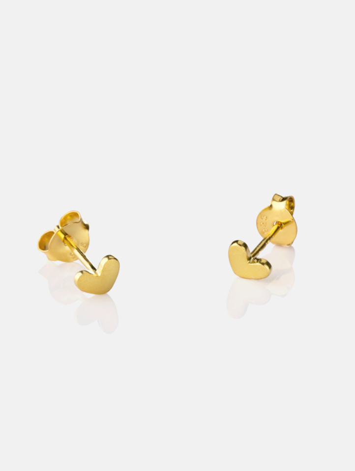 One & Eight seed card studs - gold brushed hearts