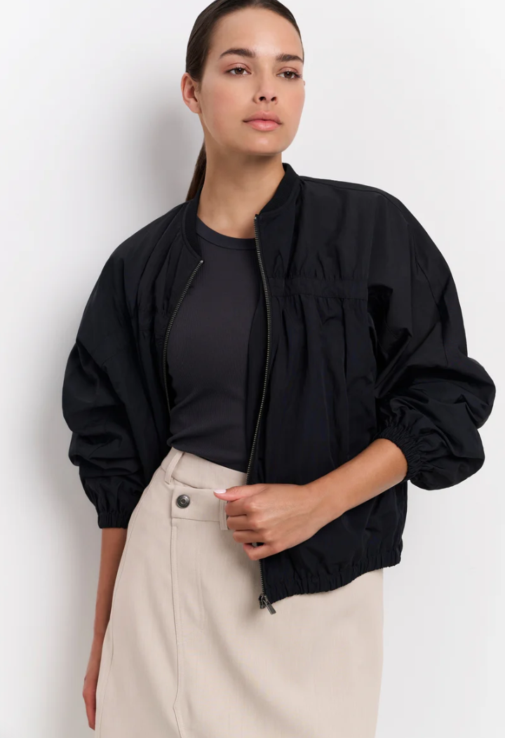 Yaya short bomber jacket with oversized fit in phantom