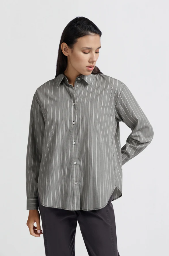 Yaya striped shirt with bow detail on the back in phantom