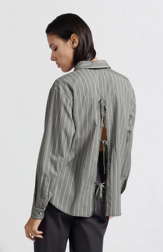 Yaya striped shirt with bow detail on the back in phantom