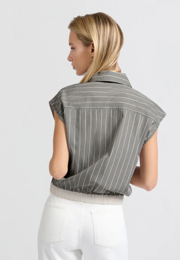 Yaya sleeveless striped blouse with elasticated waist and loose fit