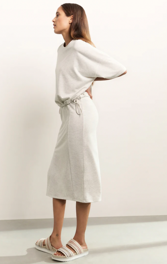 Yaya short sleeve sweatshirt with drawstring in grey