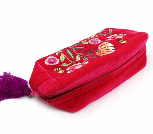 POM Pink velvet make up bag