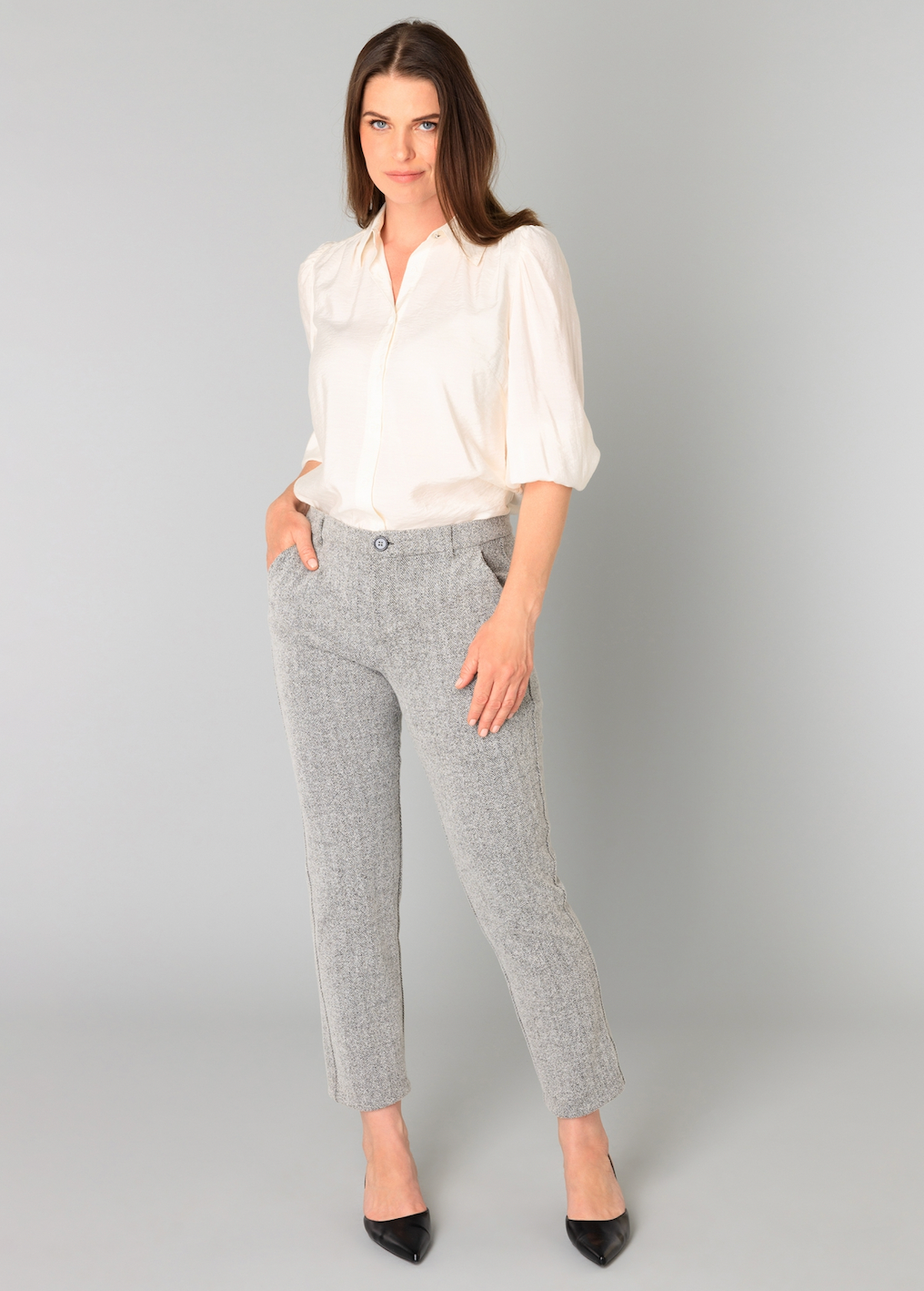 Yest Bertille trouser in silver grey melange