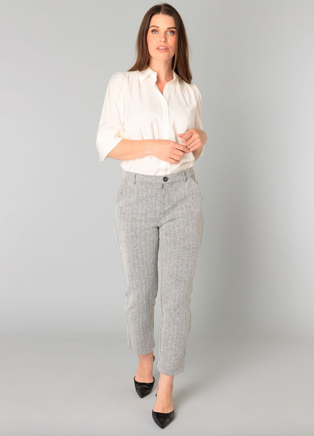 Yest Bertille trouser in silver grey melange