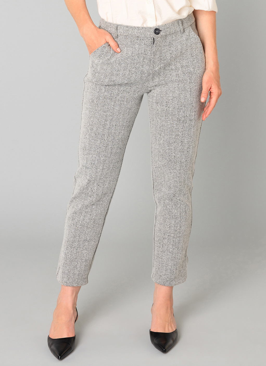 Yest Bertille trouser in silver grey melange