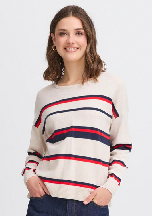 Fransa Melani sweater in limestone melange