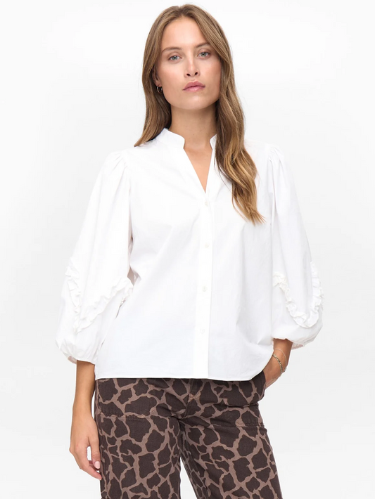 Numph Nuaiko white blouse with balloon sleeves