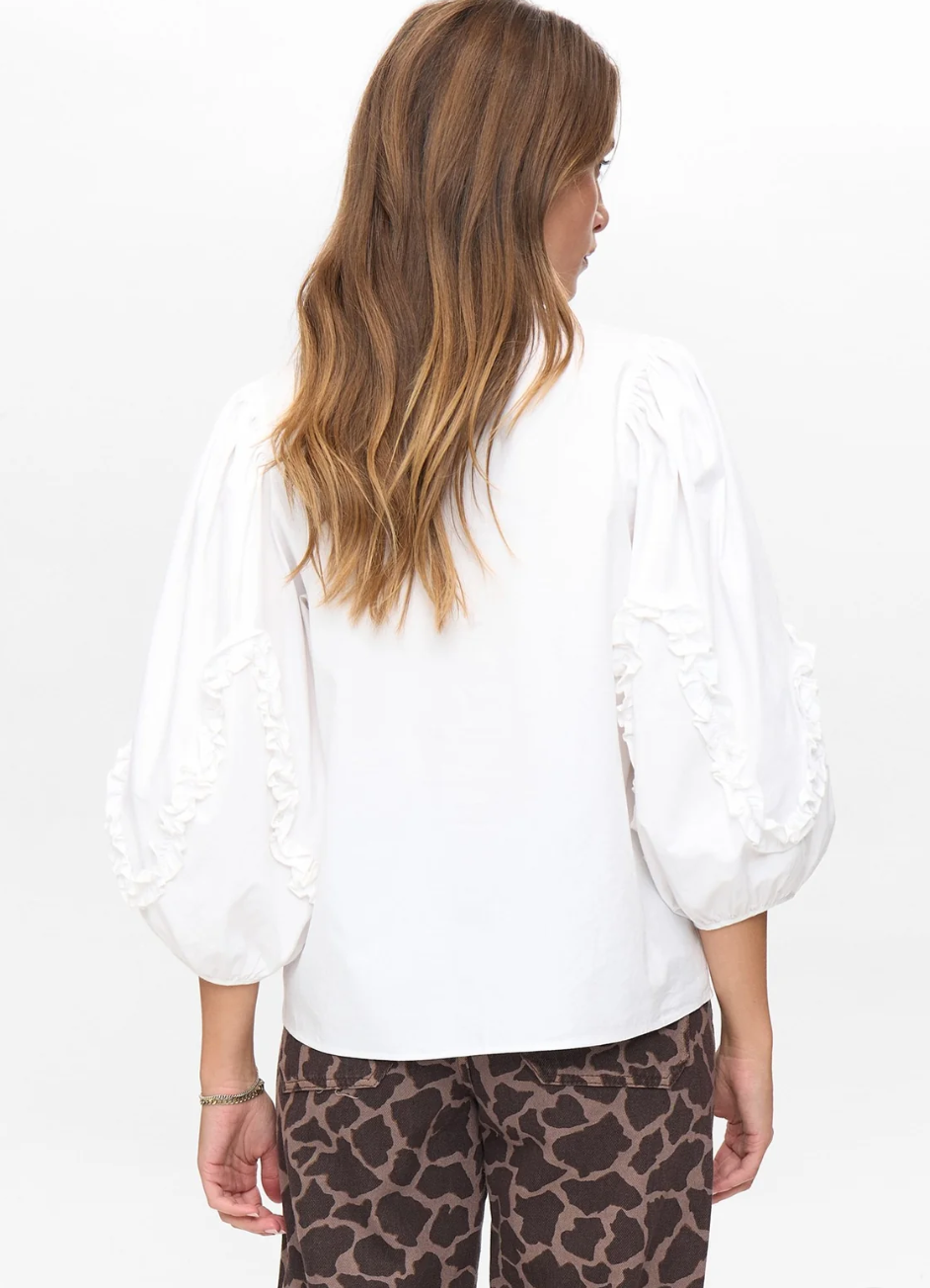 Numph Nuaiko white blouse with balloon sleeves