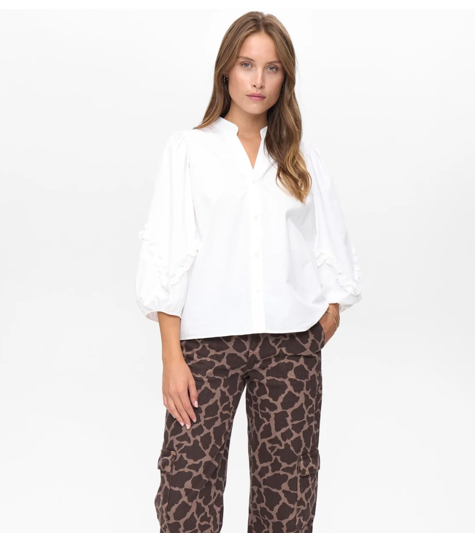 Numph Nuaiko white blouse with balloon sleeves