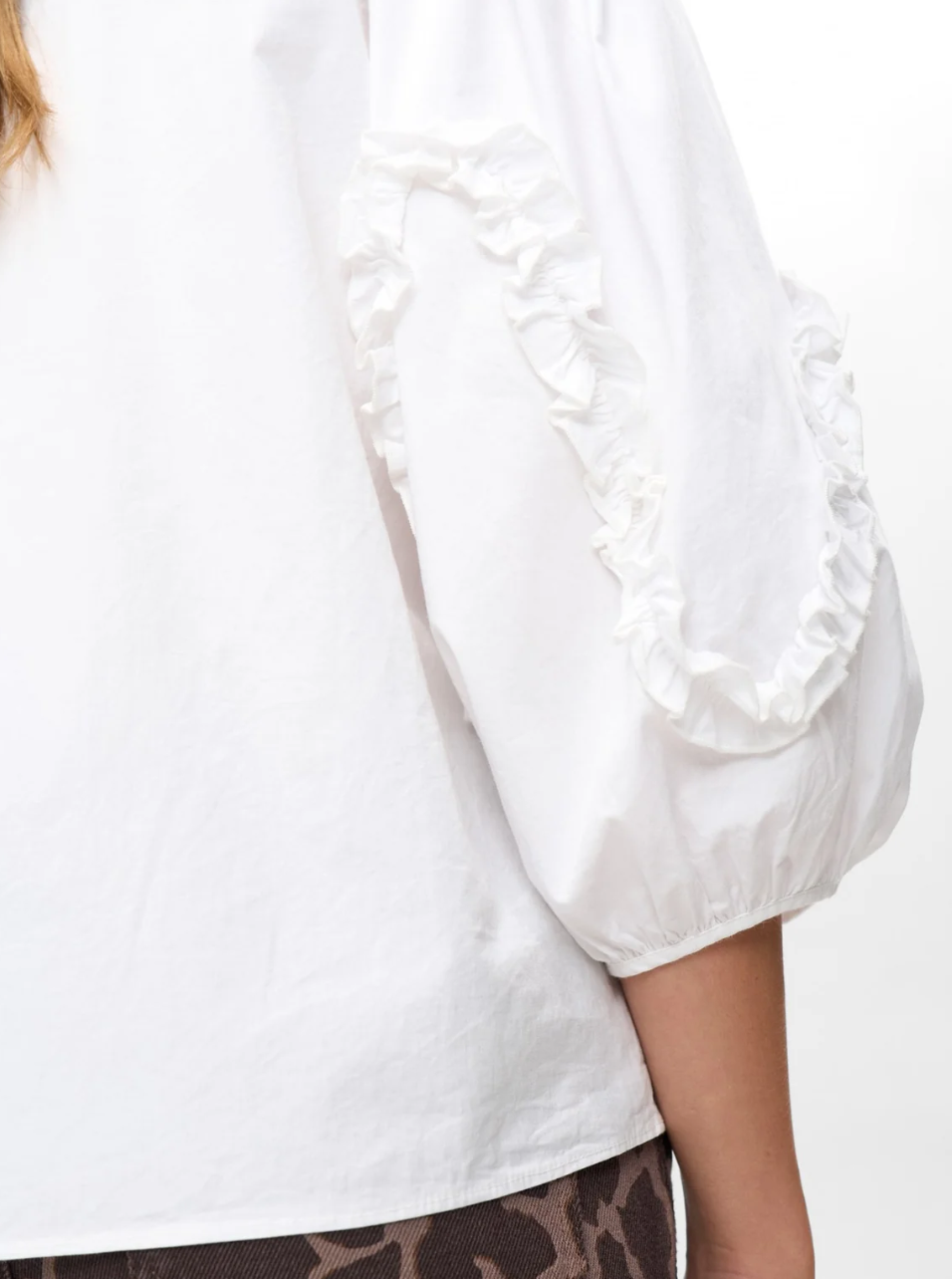 Numph Nuaiko white blouse with balloon sleeves
