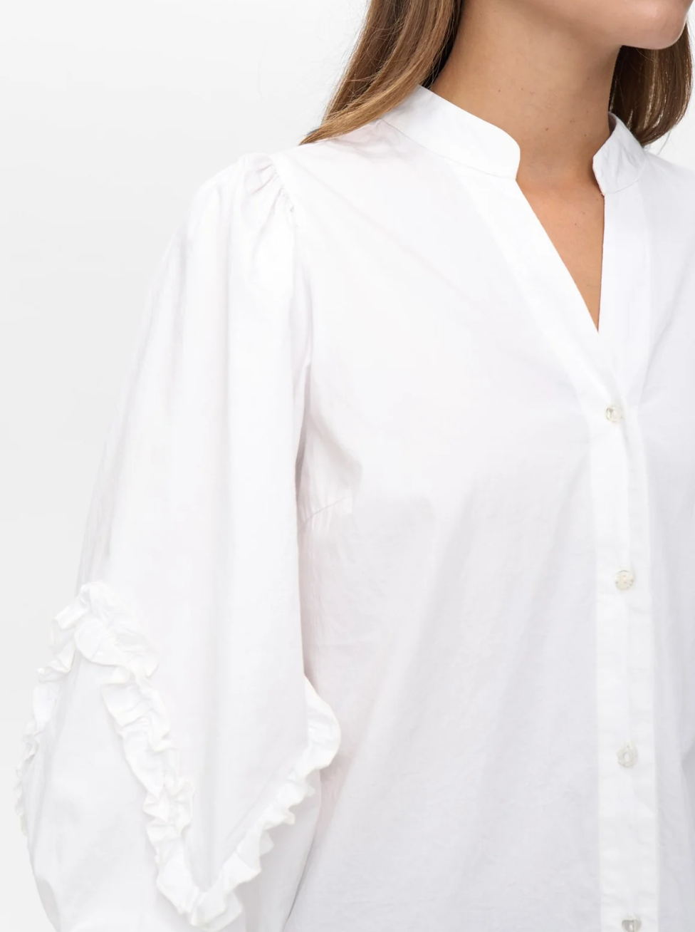 Numph Nuaiko white blouse with balloon sleeves