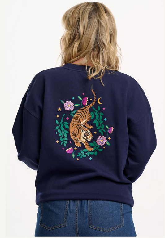 Sugarhill Brighton Eadie relaxed sweatshirt in navy tiger
