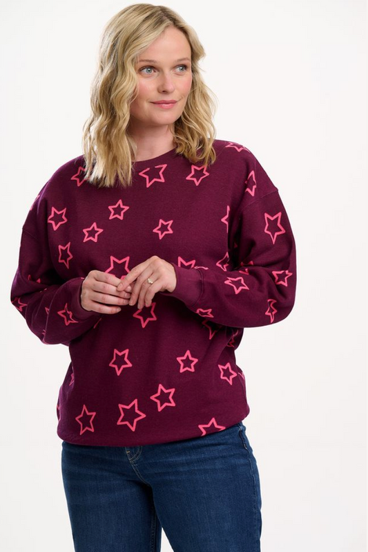 Sugarhill Brighton Eadie relaxed sweatshirt in burgundy stars