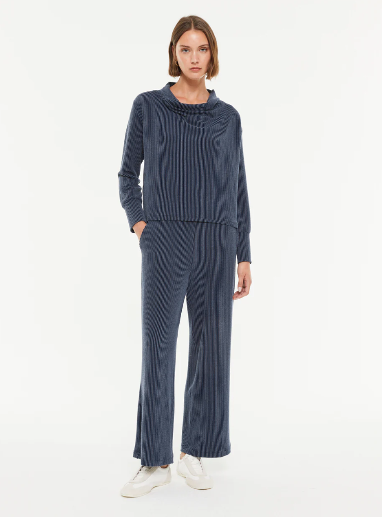 Paz Torras navy and grey wide legged trouser