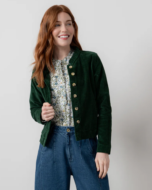 Lily & Me Rene cord jacket in pine green