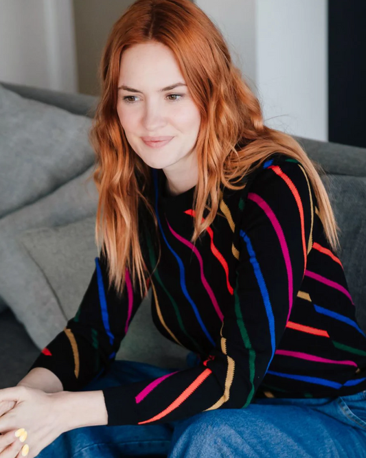 Sugarhill Brighton Rowena sweater in black multi stripes