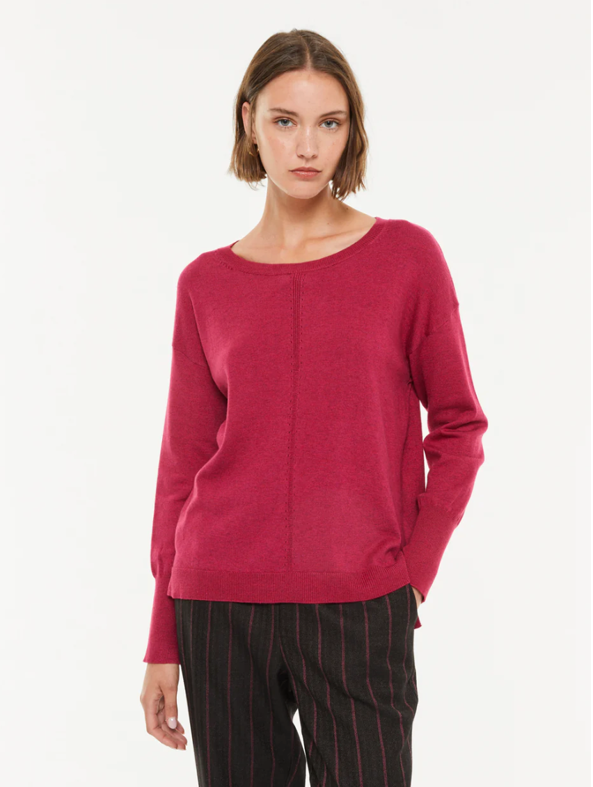 Paz Torras fuchsia pink sweater with round neck