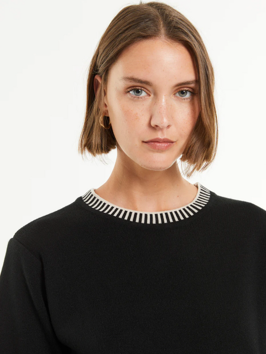 Paz Torras black sweater with contrast stitching