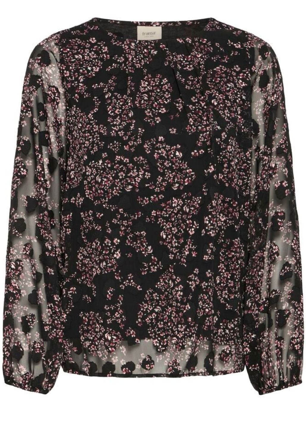 Fransa Chay blousey top in black and wine