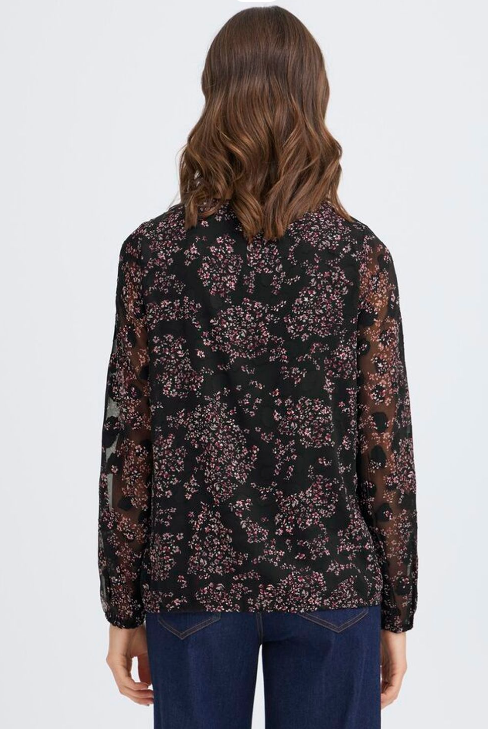 Fransa Chay blousey top in black and wine