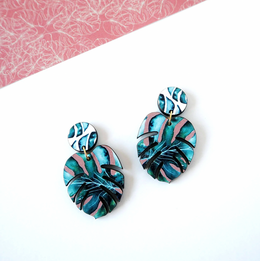 Mica Peet Tropical Monstera hoop earrings