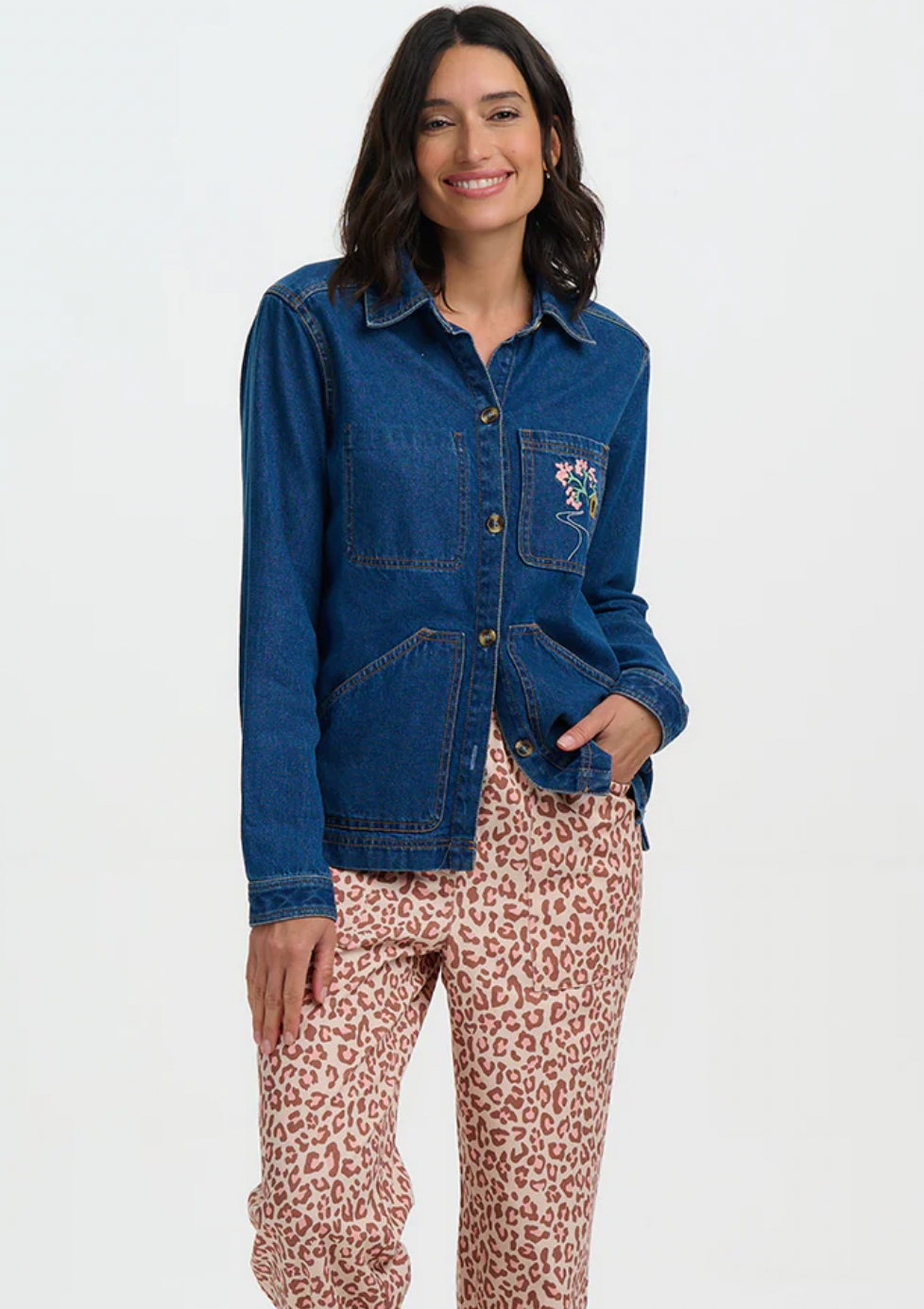 Sugarhill Brighton Dita denim jacket with embroidery