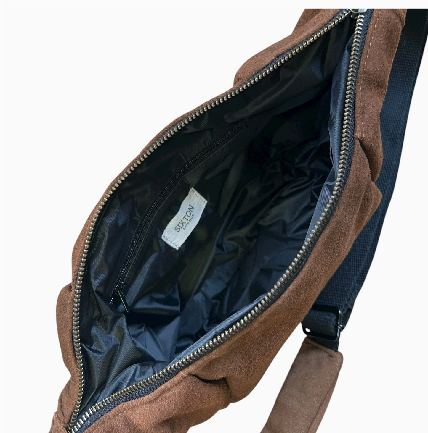 Brixton crossbody sling bag in brown suede - [shop_name Strathaven] [womens clothing]