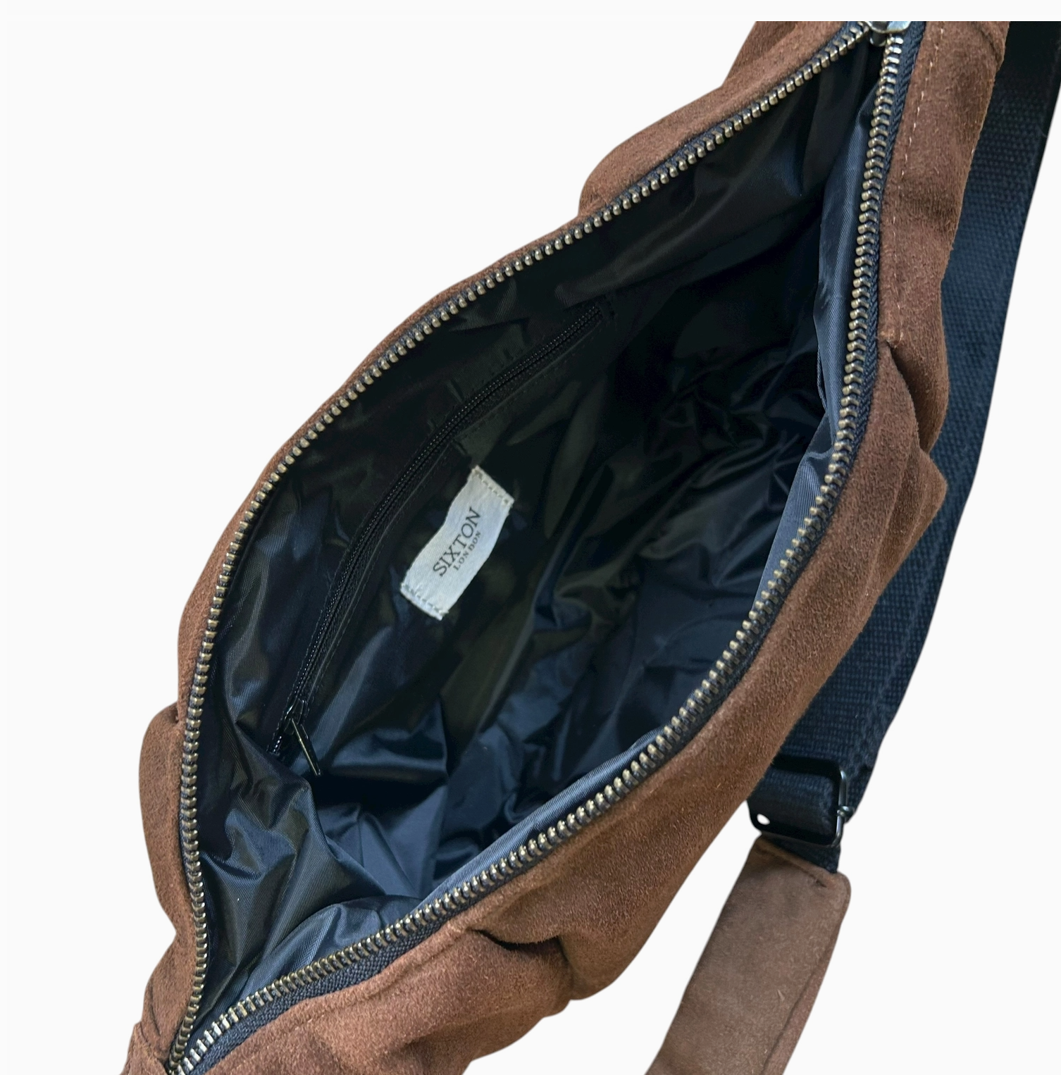 Brixton crossbody sling bag in brown suede - [shop_name Strathaven] [womens clothing]