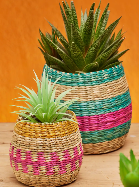 Namaste set of 2 striped seagrass planters - [shop_name Strathaven] [womens clothing]
