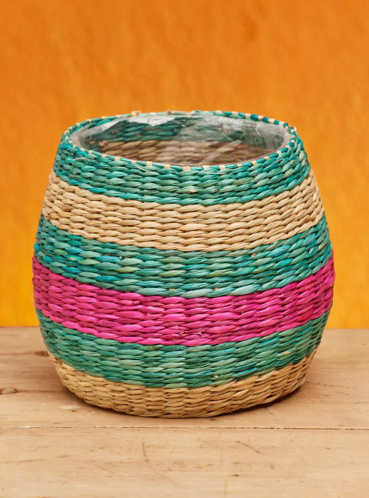 Namaste set of 2 striped seagrass planters - [shop_name Strathaven] [womens clothing]