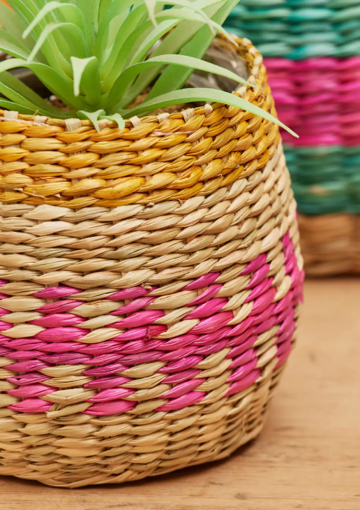 Namaste set of 2 striped seagrass planters - [shop_name Strathaven] [womens clothing]