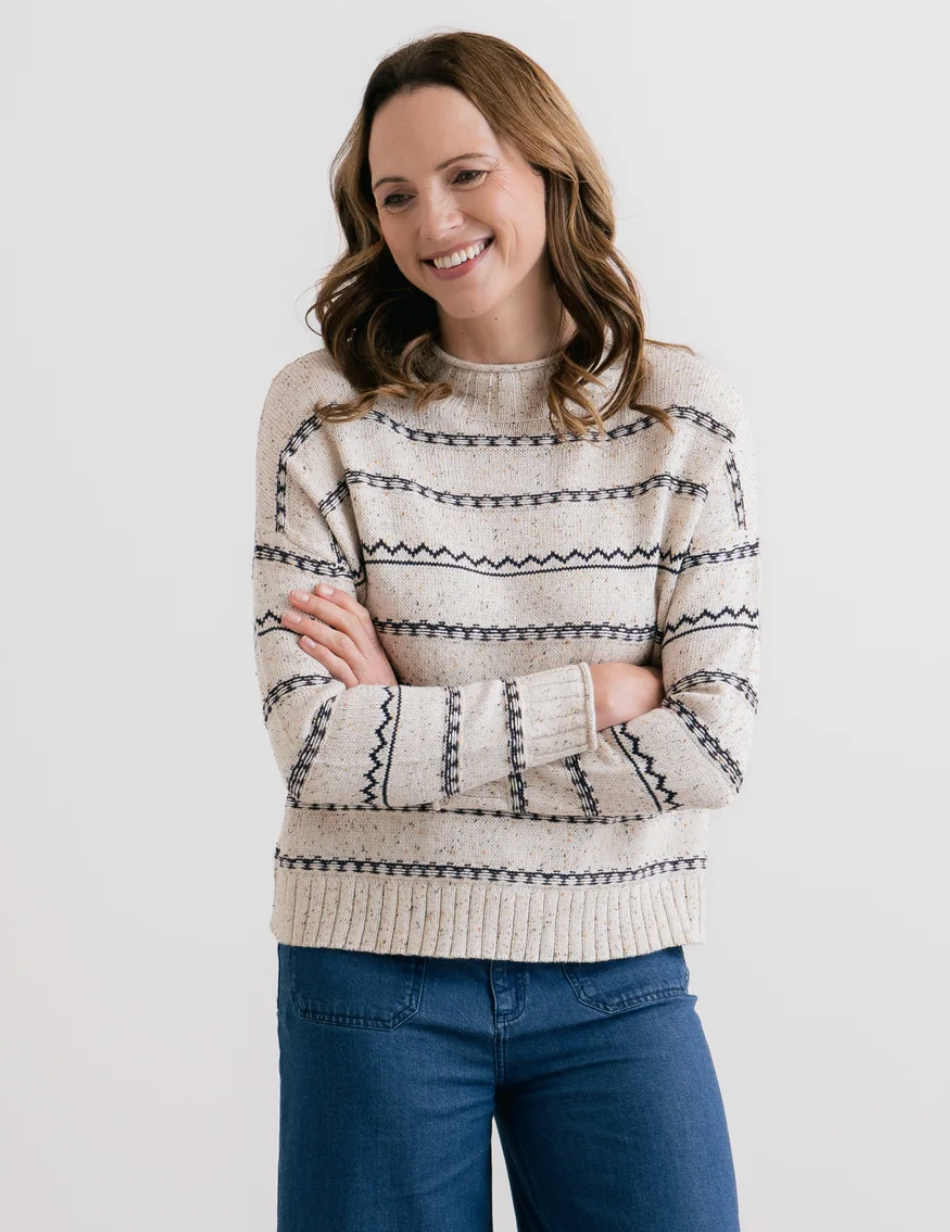Lily & Me Kirstie striped fleck knit in ecru - [shop_name Strathaven] [womens clothing]