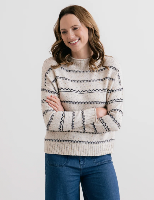 Lily & Me Kirstie striped fleck knit in ecru - [shop_name Strathaven] [womens clothing]