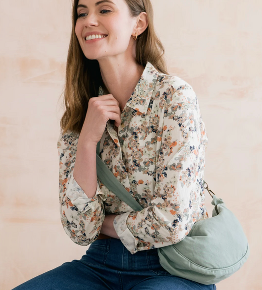 Lily & Me cotton crossbody bag in silver sage or mocha - [shop_name Strathaven] [womens clothing]