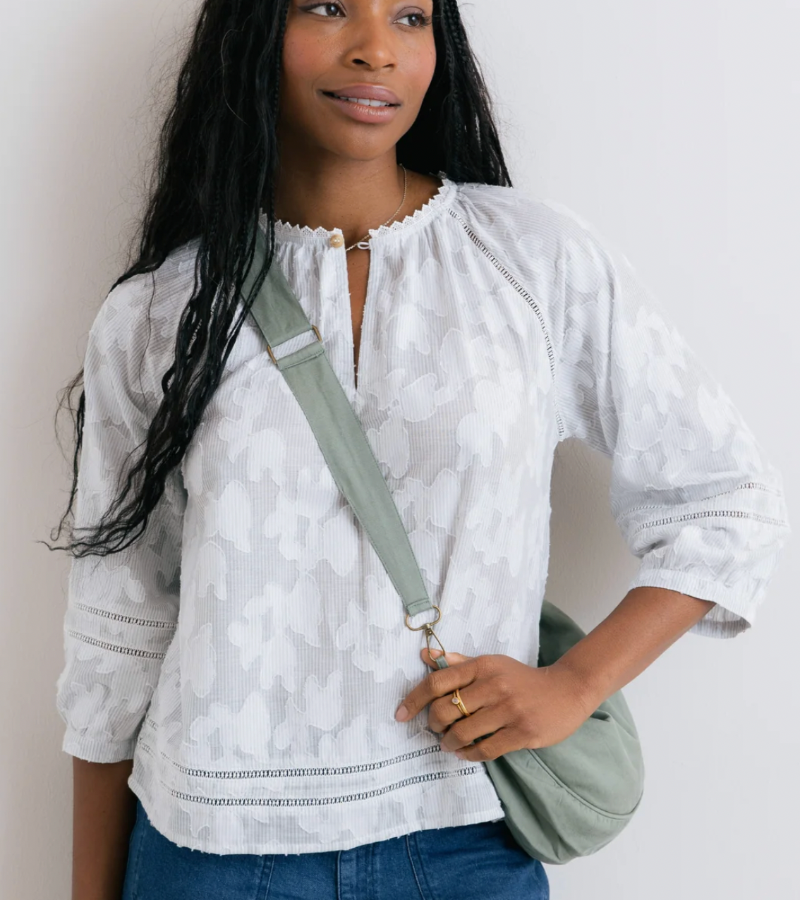 Lily & Me cotton crossbody bag in silver sage or mocha - [shop_name Strathaven] [womens clothing]