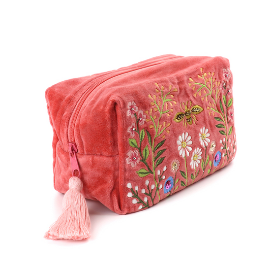 Pom Salmon pink wild meadow make up bag - [shop_name Strathaven] [womens clothing]