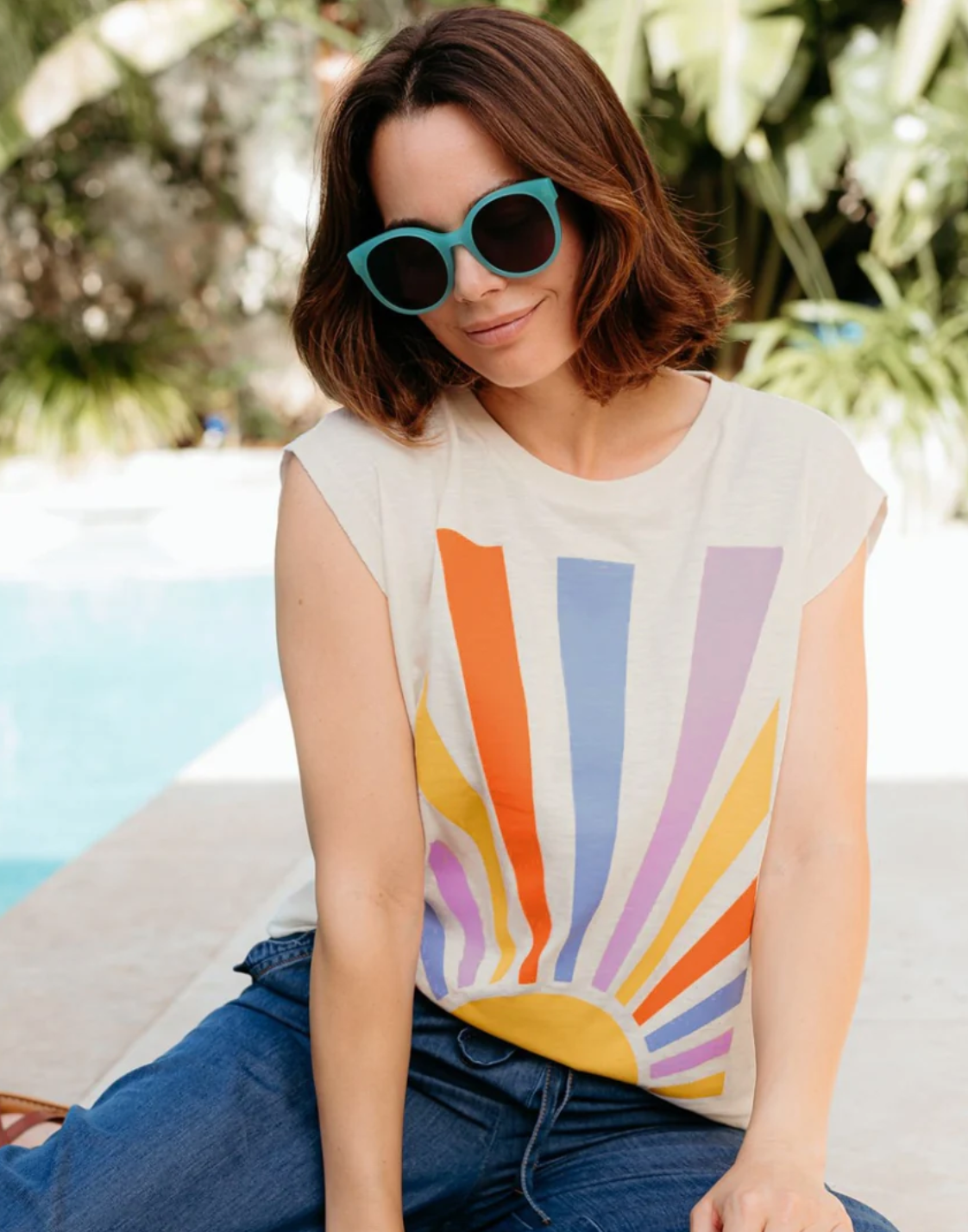 Sugarhill Brighton Chrissy relaxed t-shirt rainbow rays - [shop_name Strathaven] [womens clothing]