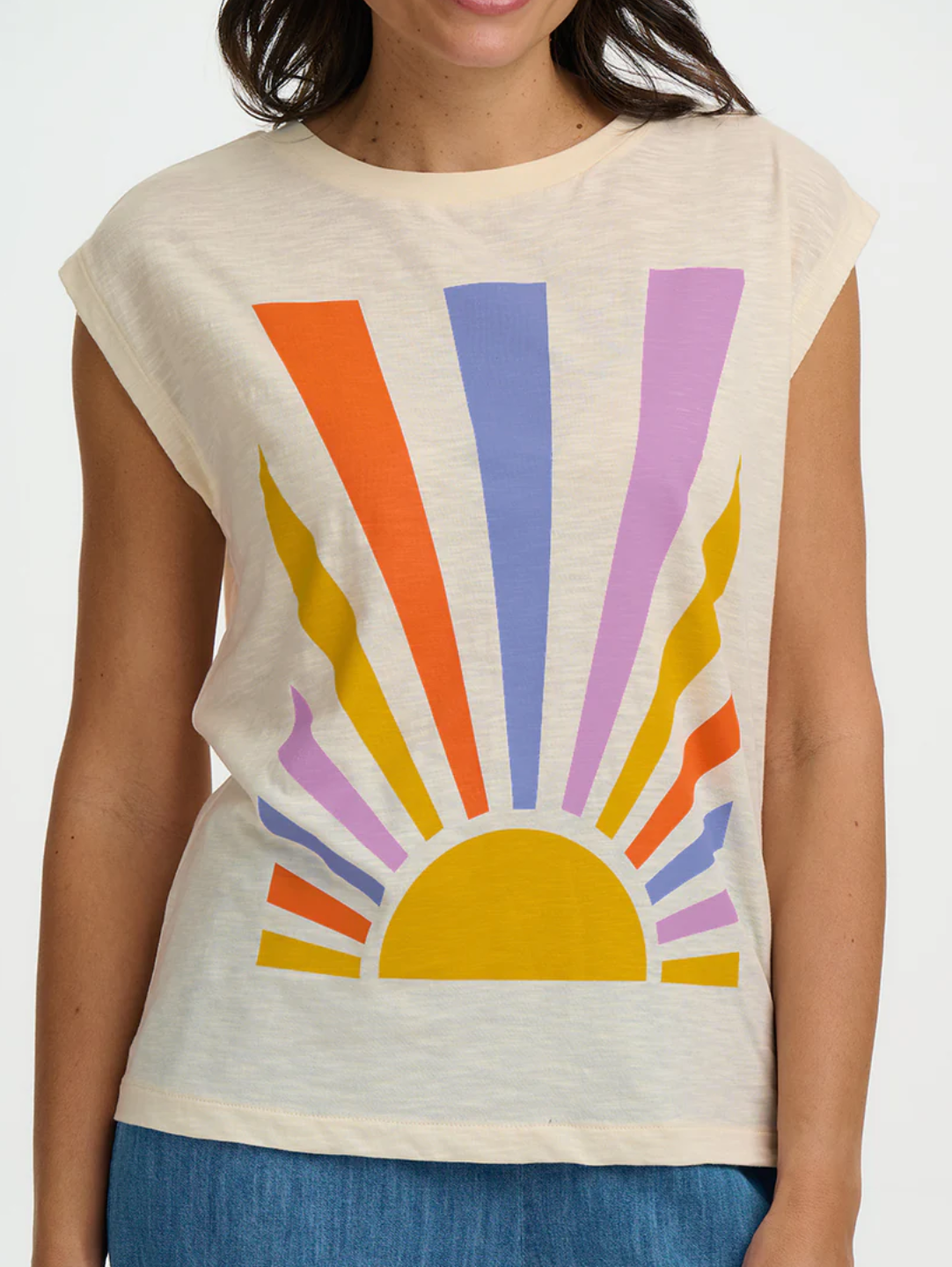 Sugarhill Brighton Chrissy relaxed t-shirt rainbow rays - [shop_name Strathaven] [womens clothing]
