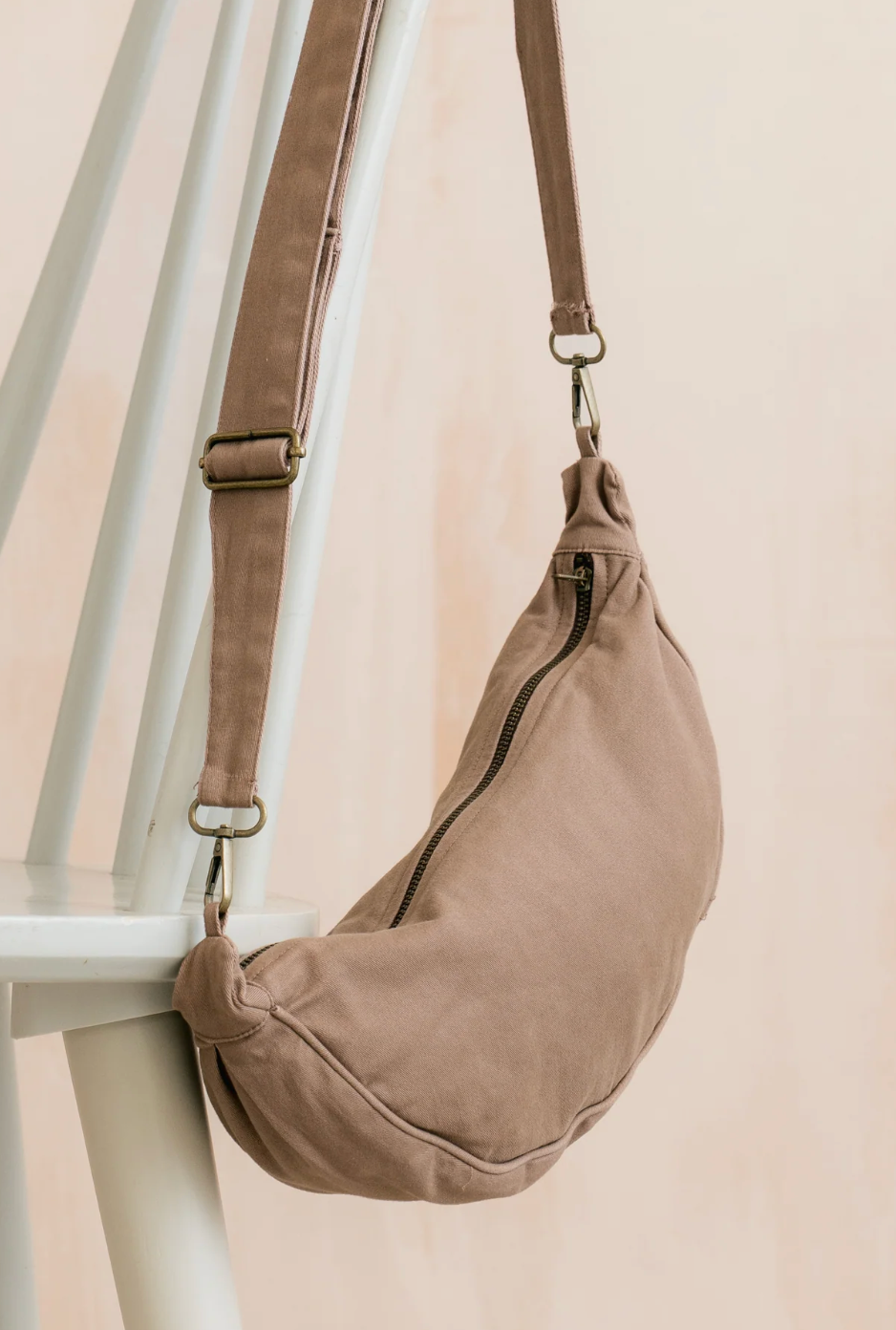 Lily & Me cotton crossbody bag in silver sage or mocha - [shop_name Strathaven] [womens clothing]