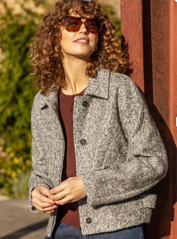 Fransa Angele coat in grey melange - [shop_name Strathaven] [womens clothing]