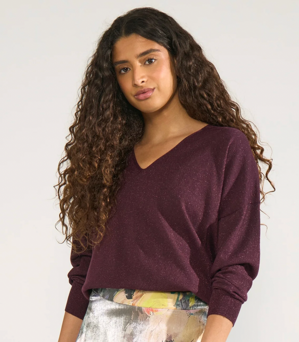 Numph Dayletta v neck sweater in fig - [shop_name Strathaven] [womens clothing]