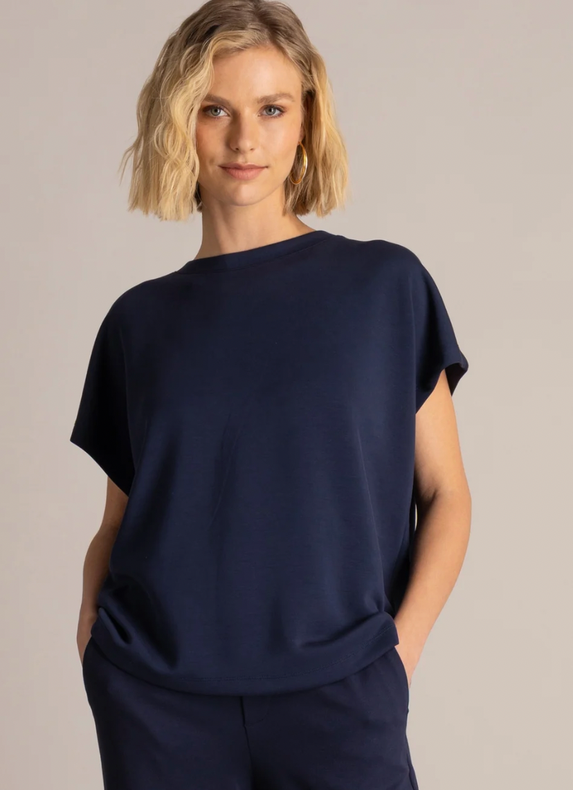 Yest Suna dark blue top with pleated back