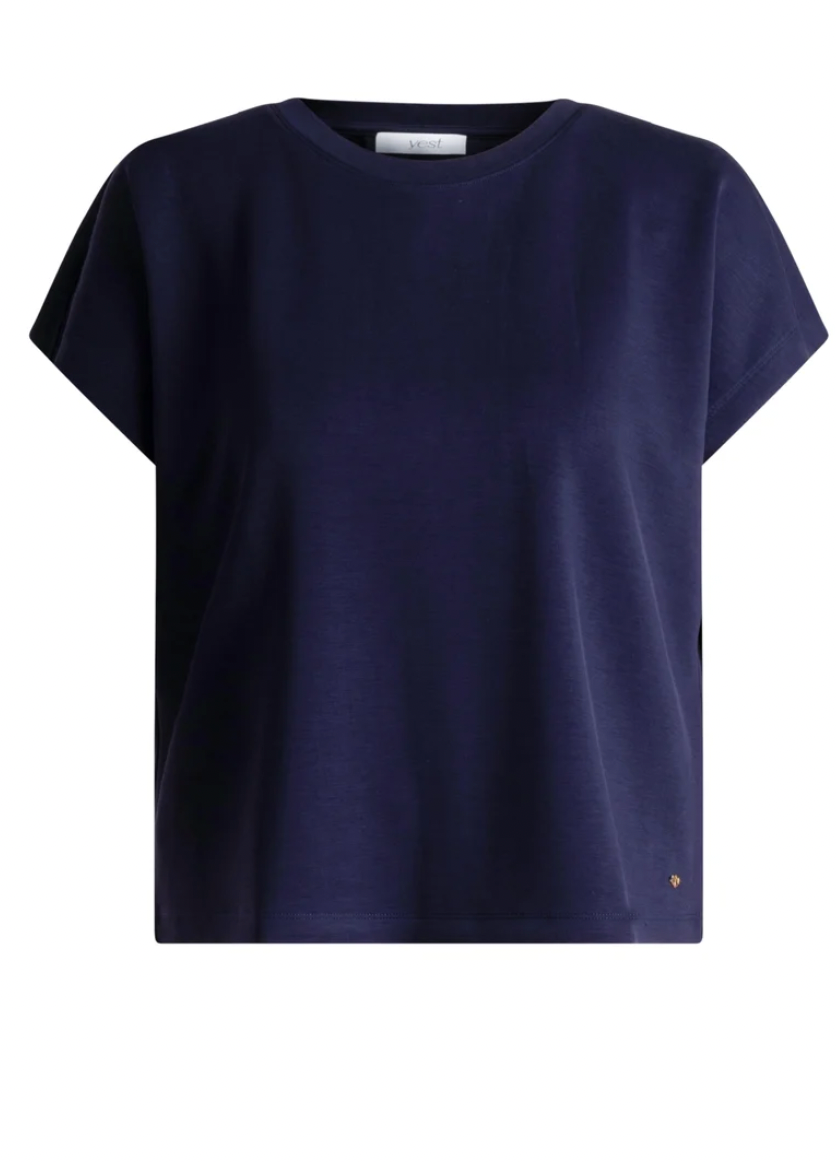 Yest Suna dark blue top with pleated back