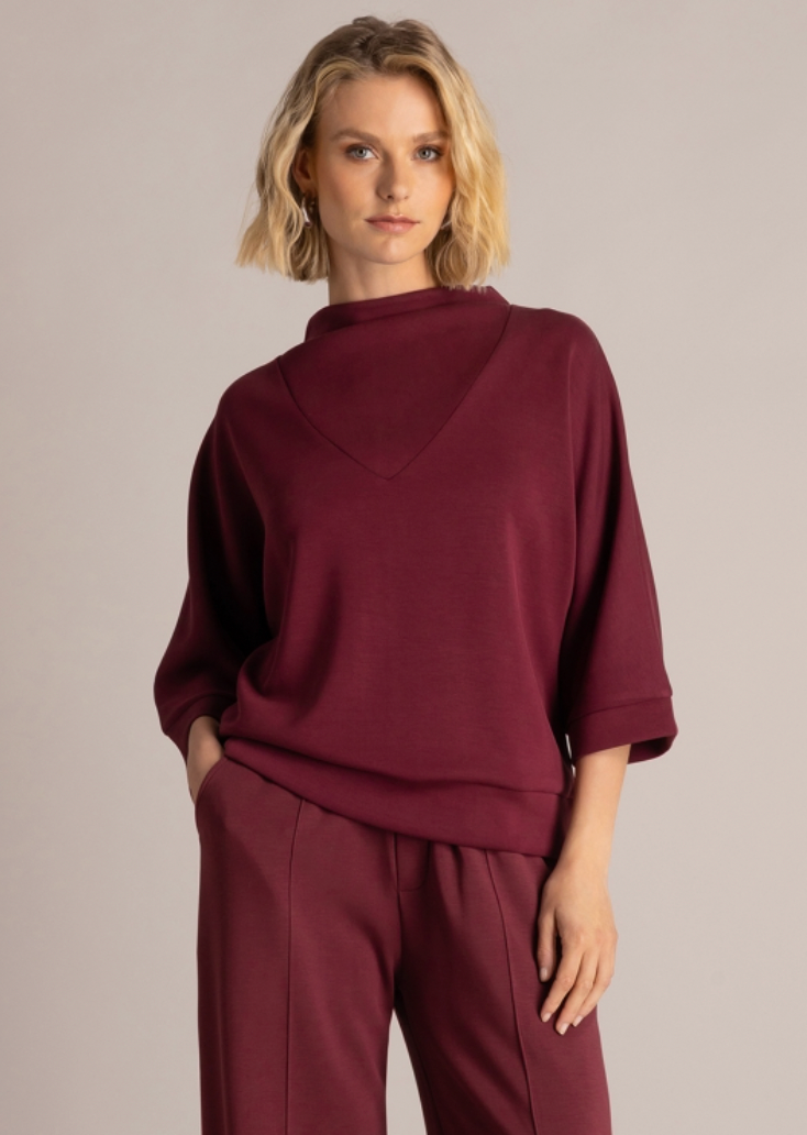 Yest Sally cowl neck dressy top in wine red - [shop_name Strathaven] [womens clothing]