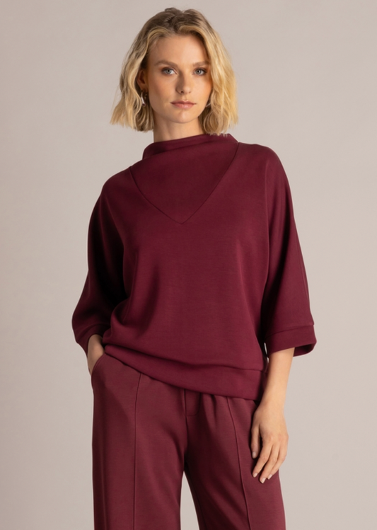 Yest Sally cowl neck dressy top in wine red