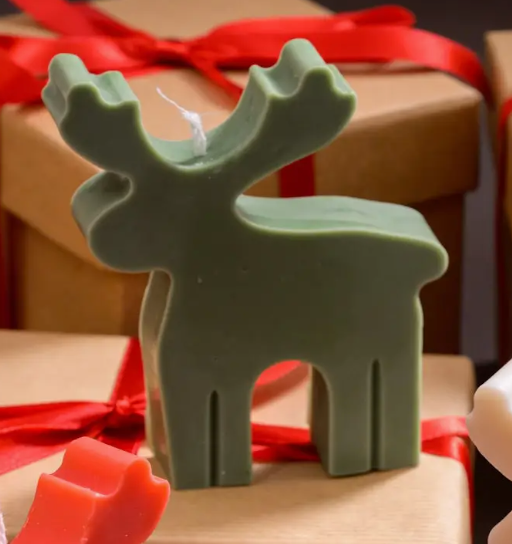 Reindeer shaped boxed candle with baked cinnamon bun scent - [shop_name Strathaven] [womens clothing]