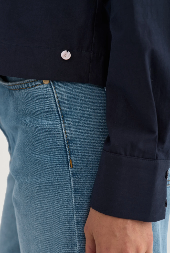 Numph Nufrancy blouse in salute navy blue - [shop_name Strathaven] [womens clothing]